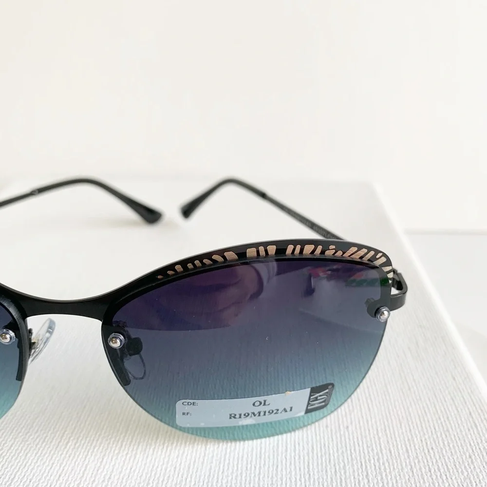 NWT blue lens semi rimless sunglasses
